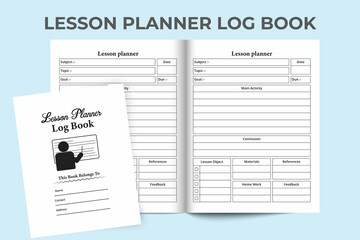 KDP interior Lesson planner journal template. Study planner and task tracker log book. KDP interior notebook. Lesson planner logbook for educational organizations. Teachers lesson and task organizer.