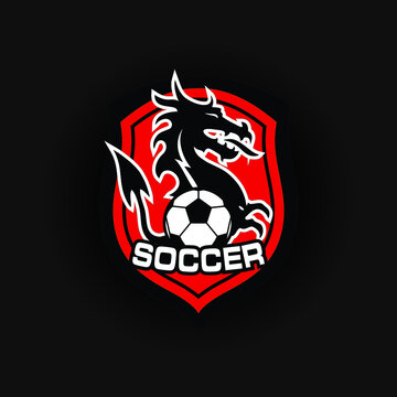 Dragon soccer club mascot logo sport