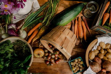 vegetables on a table