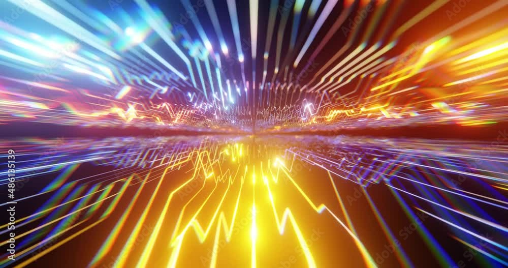 Poster big data and data science abstract motion background. high speed cyberspace datacenter. big data flo