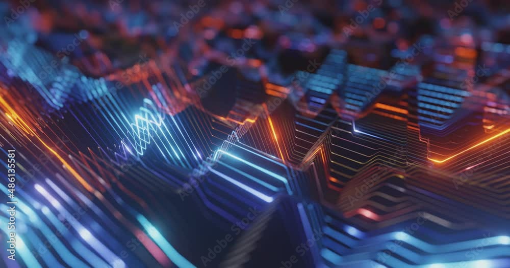 Poster Data visualization motion background. Abstract Visualization of data, data analysis concept and computer technology. dynamic and  fast circuitry, 