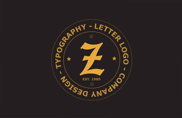 Fototapeta premium yellow brown Z vintage alphabet letter logo icon design. Creative template for badge and label