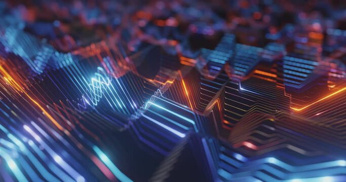 Data visualization motion background. Abstract Visualization of data, data analysis concept and computer technology. dynamic and  fast circuitry, 