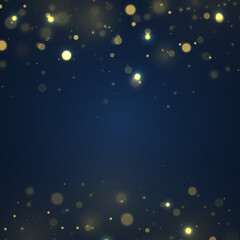 Obraz na płótnie Canvas Golden blurred bokeh light on dark blue background
