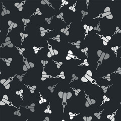 Grey Dart arrow icon isolated seamless pattern on black background. Vector