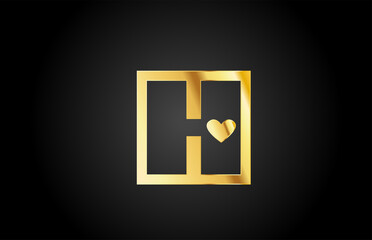 Obraz premium gold golden H love heart alphabet letter logo icon design. Creative template for company or business