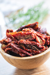 Sun dried tomatoes in bowl.