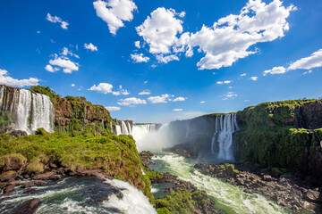Fototapeta na wymiar View of the Iguazu Falls, border between Brazil and Argentina.