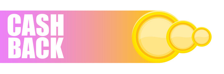 Obraz premium vector cash back horizontal banner design template with cash back icon and coins isolated on white background. cashback or money refund label horizontal banner