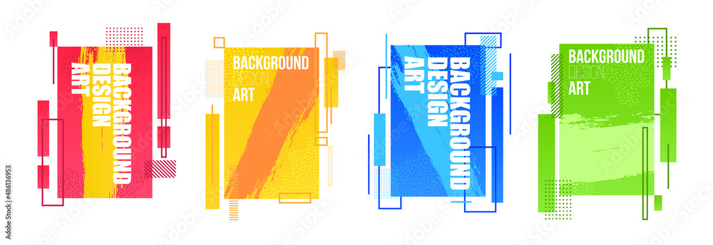 Poster minimalistic hipster colored frame design. vector line gradient halftone. frame for text modern art 