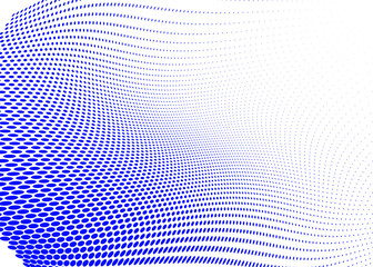 Blue wavy dotted pattern. Halftone background. Vector illustration for vintage design.