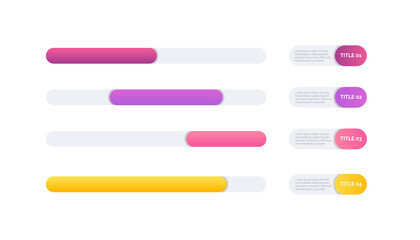 Obraz premium Scrollbar colorful set. Modern design for your website with space for text. Vector illustration isolated on white background