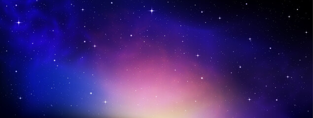 Fototapeta na wymiar Space background, realistic violet nebula, star.