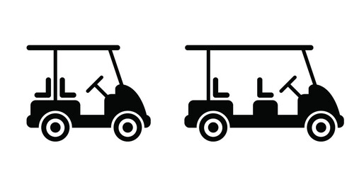 Hobby golf cart or golf car icon. Cartoon vector silhouette logo or pictogram. Sport, vehicle transport. Outline, Car for golfers. Passenger transportation.