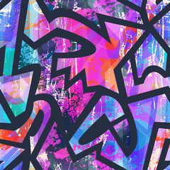 Grunge abstract geometric seamless pattern. - 486139598