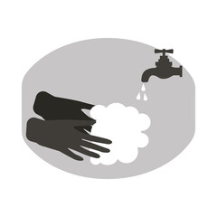 Wash your hands with soap thin line icon. Vector illustration of disinfection and hygiene for health.