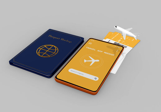 Passport with Smartphone Travel Concept Mockup