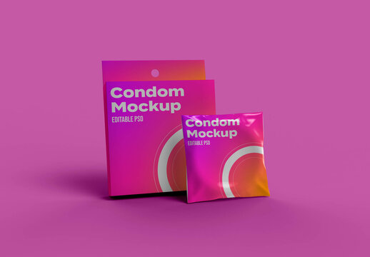 Condom with Box Mockup