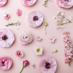 Obraz na płótnie Canvas Floral arrangments of tender ranunculus flowers