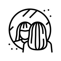 face reflection in mirror line icon vector. face reflection in mirror sign. isolated contour symbol black illustration
