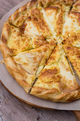 Cheese Bread Garnished with Smoked Cheese, Georgian Khachapuri