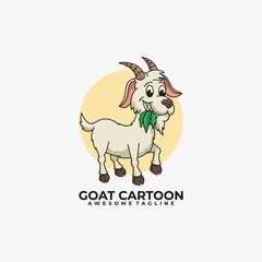 Goat cartoon logo design vector illustration