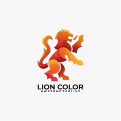 Lion color logo design illustration