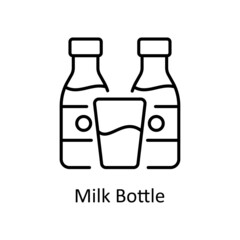 Milk Bottle vector Outline icon for web isolated on white background EPS 10 file