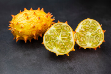 yellow fruit melon or cucumber african kiwano sweet