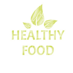 Label or Badge for Organic Food and Drink Natural Products Restaurant Healthy Food Market and Production Watercolor Drawing