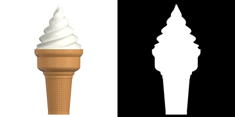 3D rendering illustration of a stylized ice cream cone