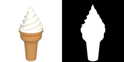3D rendering illustration of a stylized ice cream cone