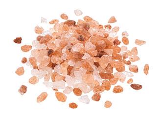 Pile of pink himalayan salt isolated on white background