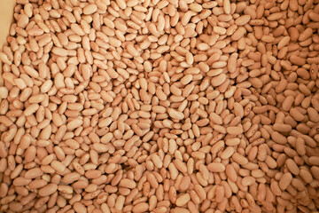 The background of white raw beans. Natural legume protein