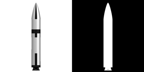 3D rendering illustration of a stylized polaris a3 missile