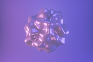 3d render of abstract geometric shape in neon pink and blue color light