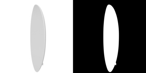 3D rendering illustration of a surfboard