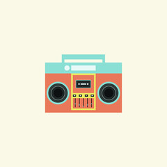 Fototapeta premium The boom box illustration from the 90s. 90s nostalgia. 90s aesthetic. Technology from the 90s. 