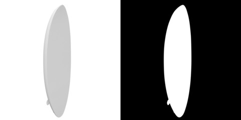 3D rendering illustration of a surfboard