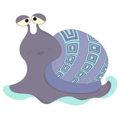 Cute colorful cartoon snail. Isolated on white background.