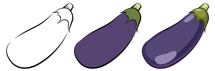 Eggplant. Vector icon. Coloring page. Colorful. 