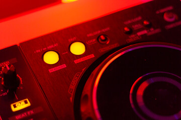  DJ mix studio audio tracks mixing buttons pads decks mixing console frequencies