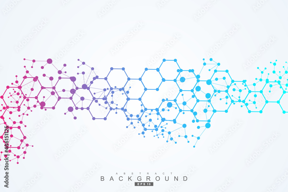 Poster modern futuristic background of the scientific hexagonal pattern. virtual abstract background with p