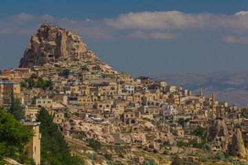 Obraz premium View od Uchisar rock castle in Cappadocia, Turkey