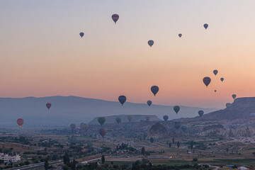 Hot air balloons above Cappadocia, Turkey