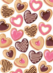 heart shaped cookies on a white background