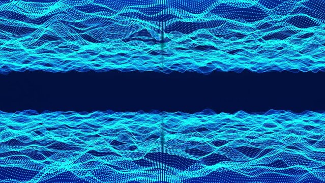 Blue Dot Artistic Waves in Sea and Sky – 3D Motion Seamless Loop