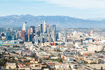 Fototapeta na wymiar Downtown Los Angeles skyline city buildings cityscape aerial view photo in California United States