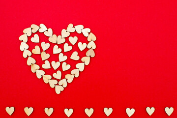 Valentine's day. Red heart on a red background. Valentine's day background. Copy space for text.