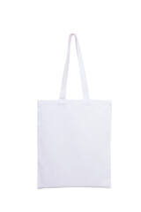 Shopper bag for shopping. Reusable shopping bag. A bag made of white fabric. Environmental protection.Isolated object.White background.